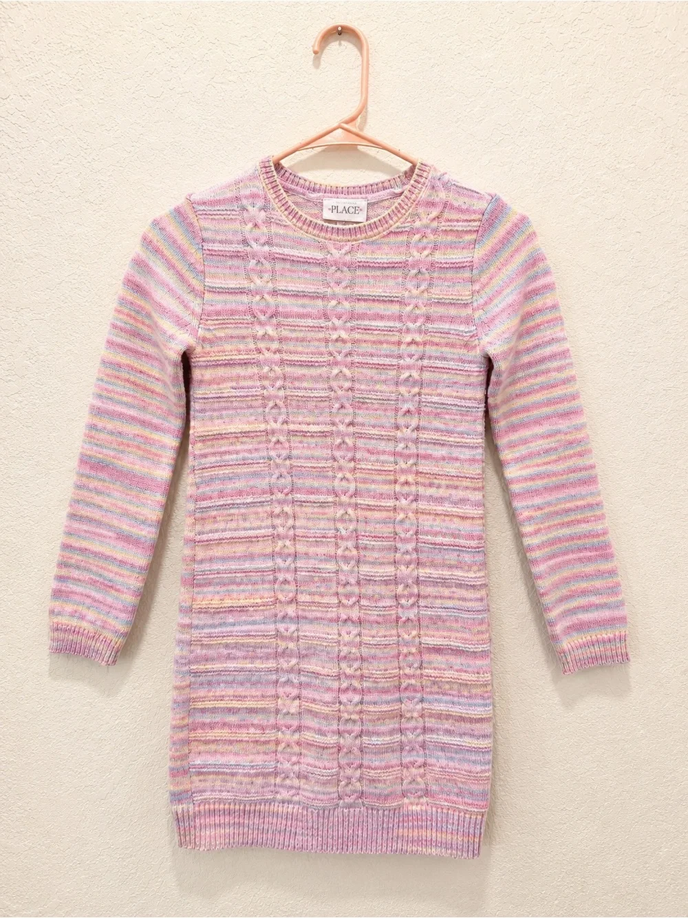 The Children's Place Pastel Multi-Stripe Cable Knit Dress - Picture 1 of 1